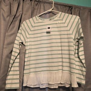 Girl’s long sleeve mint and white striped shirt
